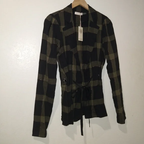 NWT RAMY BROOK Ina Puff Sleeve Olive Belted Jacket - Picture 7 of 8